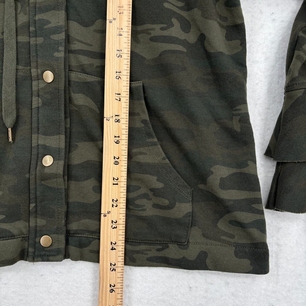 Sanctuary Hooded Jacket Size M Olive Green Camo Full Zip Ruffle Sleeve Hoodie - Picture 12 of 14